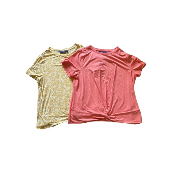 APT 9 T-Shirts with front Waist Tie Knot set of 2 Yellow and Pink Size XL Womens - Picture 1 of 8
